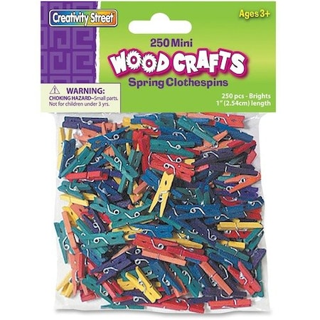 Pacon Mini Clothespins, 1in, AST, 250PK PAC367202